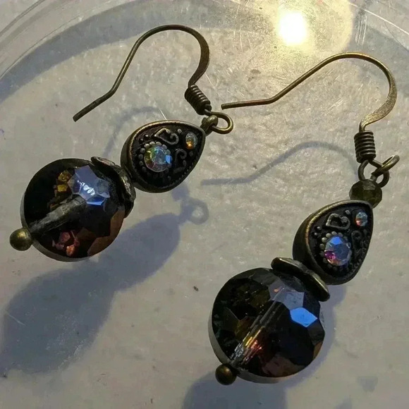 NWOT Czech Crystal Peacock Inspired Earrings - Picture 6 of 6